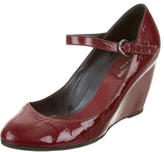 Thumbnail for your product : Sergio Rossi Patent Leather Round-Toe Wedges