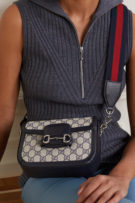 Gucci Horsebit 1955 Mini Leather-trimmed Printed Coated-canvas Shoulder Bag - Midnight blue - One size