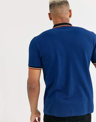 Fred Perry contrast rib polo shirt in navy