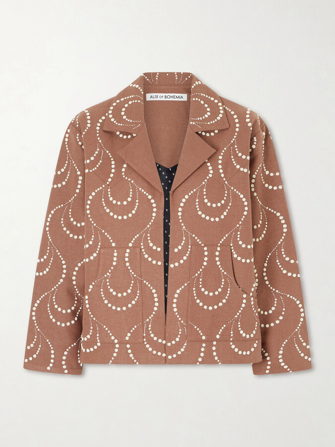 Alix of Bohemia Bead-embellished Silk Jacket - Brown