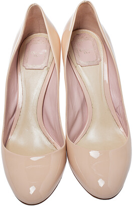 Christian Dior Nude Pink Patent Leather Round Toe Pumps Size 41.5