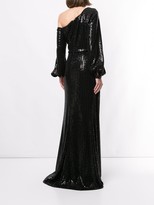 Thumbnail for your product : Badgley Mischka Asymmetric Sleeve Sequin Gown