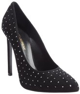 Thumbnail for your product : Saint Laurent black suede studded detail pointed toe pumps