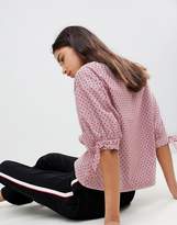 Thumbnail for your product : Esprit Polka Dot And Stripe Shell Top With Tie Sleeves
