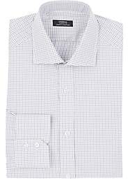 Fairfax Men's Grid-Pattern Cotton Poplin Dress Shirt-Light Gray