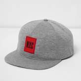 Thumbnail for your product : River Island Boys grey jersey 'NYC' flat peak cap