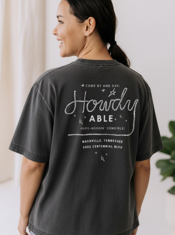 ABLE Say Hi Short Sleeve Tee Black Stone