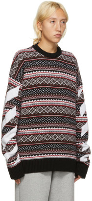 Off-White Red Fair Isle Agreement Sweater