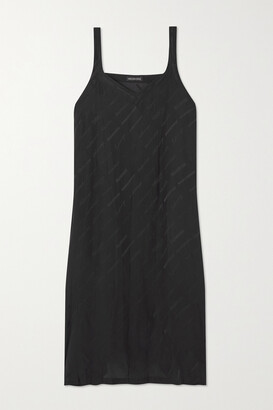 Balenciaga Printed Silk Midi Dress - Black
