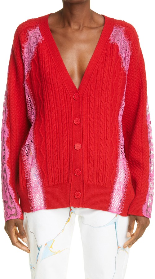 red lace cardigan