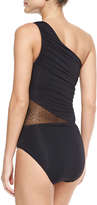 Thumbnail for your product : Carmen Marc Valvo Kalahari One-Shoulder Maillot Swimsuit W/ Mesh, Black