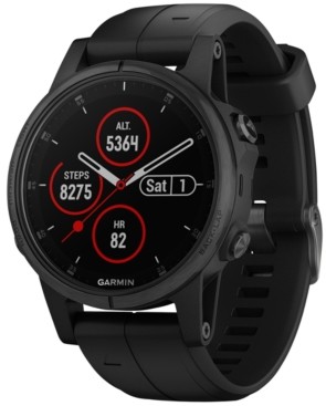 Garmin Unisex fenix 5S Plus Black Silicone Strap Smart Watch 42mm