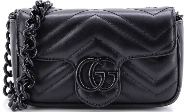 GUCCI GG Marmont Flap Belt Bag Matelasse Leather