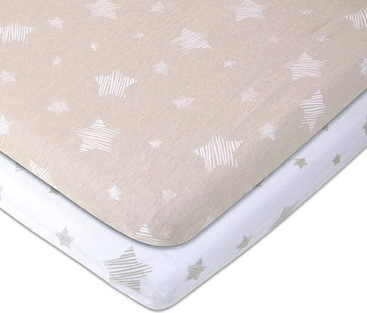 Set of 2 Tan Star Print Bassinet Sh eets