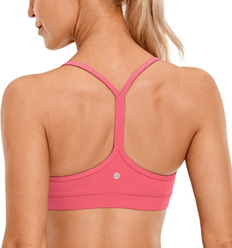CRZ YOGA Women's Butterluxe Padded Sports Bra - Low Impact Y Back Strappy Bra Racerback