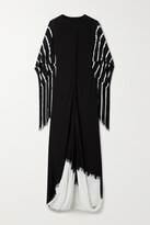 Thumbnail for your product : Proenza Schouler Fringed Gathered Tie-dyed Crepe De Chine Maxi Dress - Black