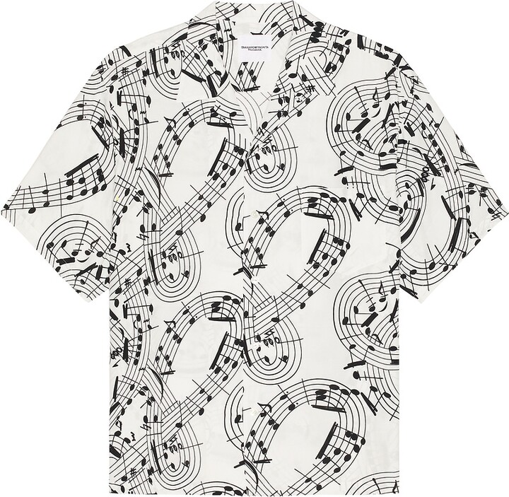 TAKAHIROMIYASHITA TheSoloist. TAKAHIROMIYASHITA The Soloist Music Note Hawaiian Shirt in White