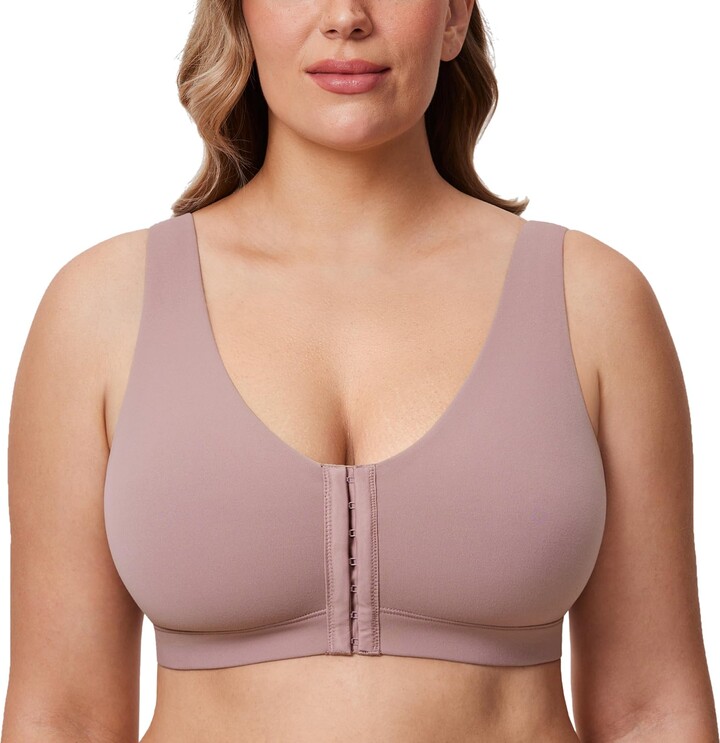 FunAloe 3Pcs Front Fastening Bras for Women UK Non Wired Support