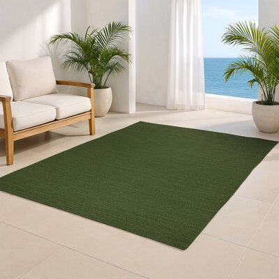 Rosecliff Heights Solid Green Indoor and Outdoor Area Rug