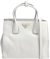 Thumbnail for your product : Prada white leather logo stamp convertible top handle bag