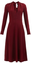 Thumbnail for your product : Victoria Beckham V-neck Crepe Midi Dress - Burgundy