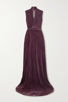 Draped Velvet Gown - Purple 