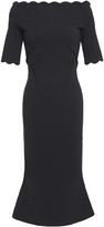 Thumbnail for your product : Rachel Gilbert Coco Off-the-shoulder Fluted Scalloped Stretch-knit Dress