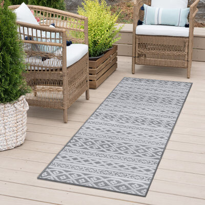 Mistana Campbelltown Striped Flatweave Gray Area Rug