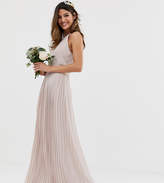 Thumbnail for your product : TFNC bridesmaid exclusive high neck pleated maxi dress in taupe