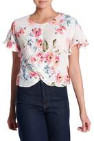 Thumbnail for your product : Lush Flutter Sleeve Twisted Front Tee