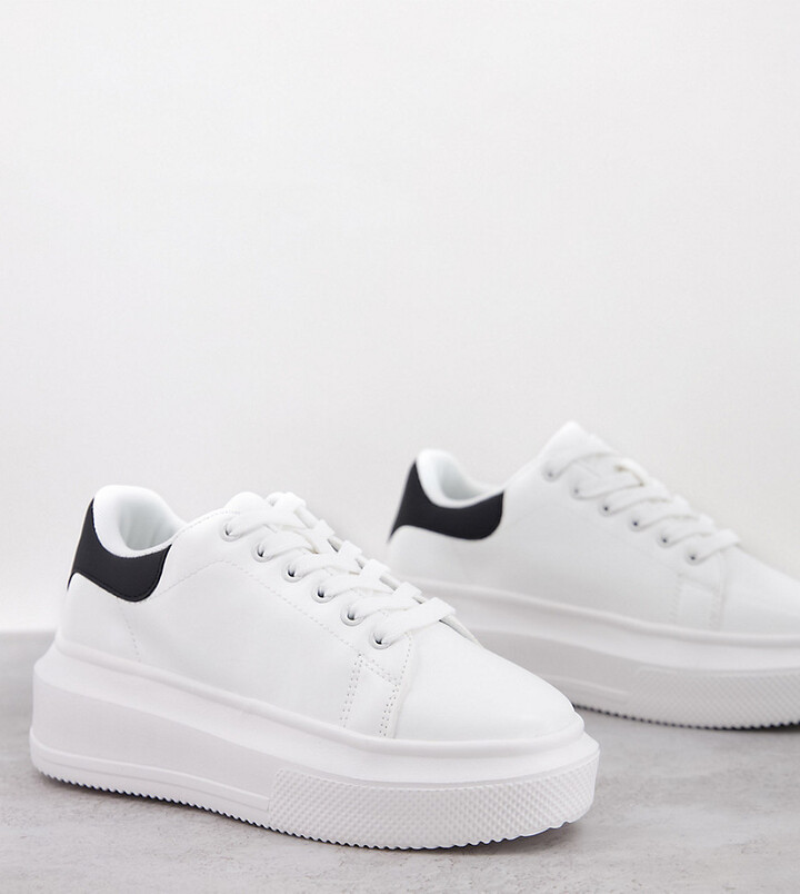 ASOS DESIGN Wide Fit Dorina chunky sole sneakers in white - ShopStyle
