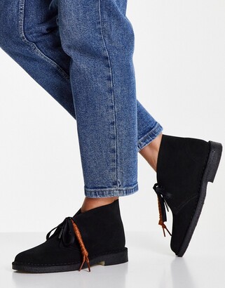 Clarks Originals desert boots in black suede - ShopStyle