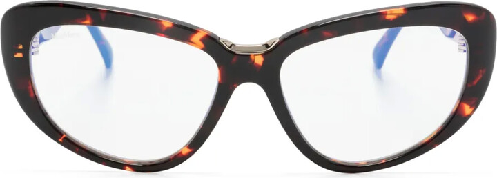 Max Mara Eyewear Tortoiseshell-Effect Cat-Eye Frame Glasses