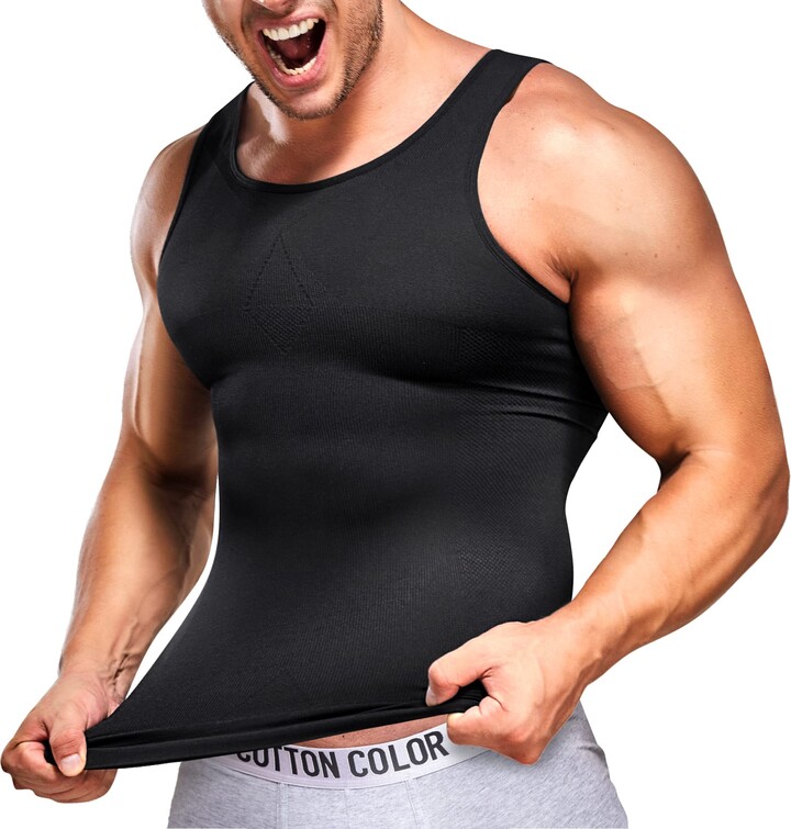 IFKODEI Mens Compression Shirts Slimming Body Shaper Vest Workout Tank Top  Tummy Control Shapewear Abs Abdomen Undershirt - ShopStyle