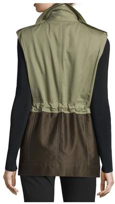 Rag & Bone Kinsley Cotton Colorblock Vest, Army Green