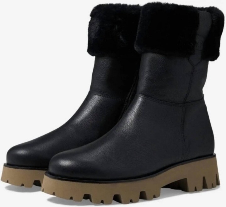 Women's Paris Fluff Boot Lug Sole In Black