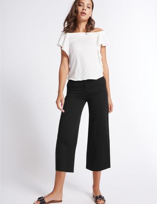 Marks and Spencer Cotton Rich Cropped Wide Leg Trousers