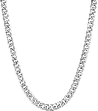 Italian Gold Miami Cuban Link 22" Chain Necklace in 10k White Gold