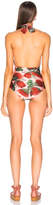 Thumbnail for your product : Adriana Degreas Fiore Twisted Halterneck Swimsuit in Rose | FWRD