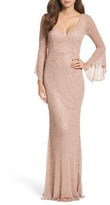 Thumbnail for your product : Mac Duggal Women's Beaded Bell Sleeve Gown