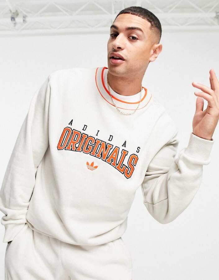 adidas 'Retro Revival' logo graphics sweatshirt in oatmeal - ShopStyle  Jumpers & Hoodies