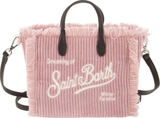 Mc2 Saint Barth Pink Stiped Canvas Key Bag With Shoulder Strap