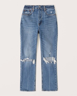 Abercrombie & Fitch Curve Love Ultra High Rise Ankle Straight Jeans