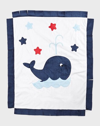 Boogie Baby Plush Whale Blanket, White/Navy