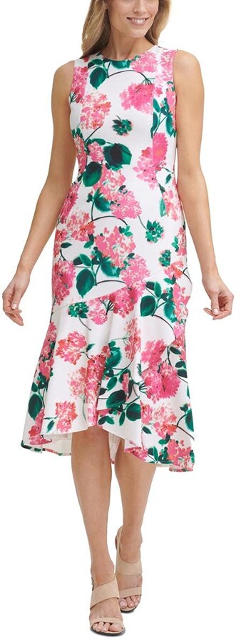 calvin klein red sleeveless dress