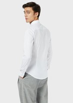 Thumbnail for your product : Emporio Armani Stretch Poplin Shirt With Armani Logo Tape