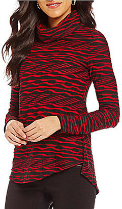 Westbound Textured Long Sleeve Cowl Neck Top