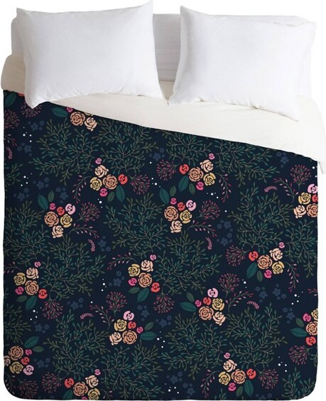 Deny Designs KingIvetaAbolinaCamelliaGardenFloralComforterSetGreen-DenyDesigns:MicrofiberReversible3-PieceSet