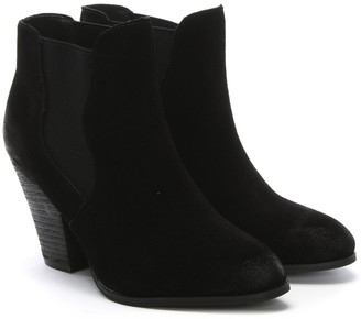 Df By Daniel Steep Black Suede Stacked Heel Ankle Boots