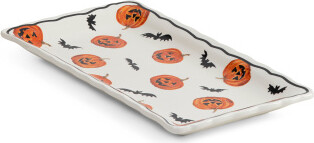 TJMAXX 14In Pumpkin And Bat Printed Rectangular Serving Platter